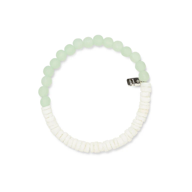 Pura Vida Puka Shell And Frosted Bead Stretch Bracelet 1 Pura Vida Puka Shell And Frosted Bead Stretch Bracelet