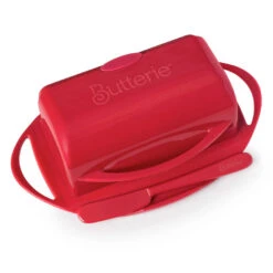Red Butterie Flip-Top Butter Dish 6 Red Butterie Flip-Top Butter Dish -Hallmark Sales Red Plastic FlipTop Butter Dish With Knife BTRRED1003 03