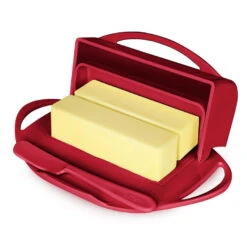 Red Butterie Flip-Top Butter Dish 7 Red Butterie Flip-Top Butter Dish -Hallmark Sales Red Plastic FlipTop Butter Dish With Knife BTRRED1003 04