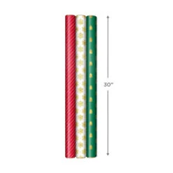 Hallmark Christmas Gift Wrap Kit With Wrapping Paper, Bows, Ribbons And Tags -Hallmark Sales RedWhiteGreen 3Roll Holiday Wrapping Paper Set 5JXW1200 07
