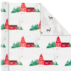 Hallmark Rustic Winter 3-Pack Reversible Metallic Christmas Wrapping Paper, 120 Sq. Ft. -Hallmark Sales Rustic Winter Reversible Christmas Wrapping Paper 5JXW1034 06