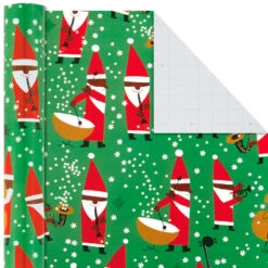 Hallmark Santa Fun 3-Pack Christmas Wrapping Paper Assortment, 120 Sq. Ft. -Hallmark Sales Santa Fun Hallmark Mahogany Christmas Wrapping Paper 5JXW1037 06