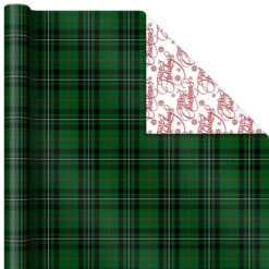Hallmark Christmas Classics 3-Pack Reversible Wrapping Paper Assortment, 120 Sq. Ft. -Hallmark Sales Santa and Plaids Assorted Reversible Gift Wrap 5JXW1070 05