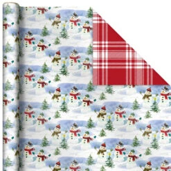 Hallmark Christmas Classics 3-Pack Reversible Wrapping Paper Assortment, 120 Sq. Ft. -Hallmark Sales Santa and Plaids Assorted Reversible Gift Wrap 5JXW1070 06