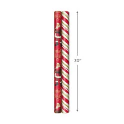 Hallmark Santa And Stripes 2-Pack Christmas Wrapping Paper Assortment, 160 Sq. Ft. -Hallmark Sales Santa and Stripes Assorted Christmas Wrapping Paper 5JXW1055 04