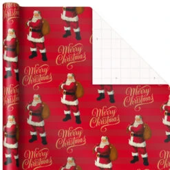Hallmark Santa And Stripes 2-Pack Christmas Wrapping Paper Assortment, 160 Sq. Ft. -Hallmark Sales Santa and Stripes Assorted Christmas Wrapping Paper 5JXW1055 05