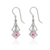 Silver Forest Silver-Tone Cascading Diamonds With Flower Dangle Earrings