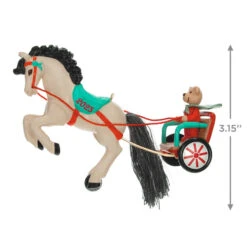 Hallmark A Pony For Christmas 2023 Ornament -Hallmark Sales Teddy Bear in Horse Chariot Keepsake Ornament 1799QXR8039 03