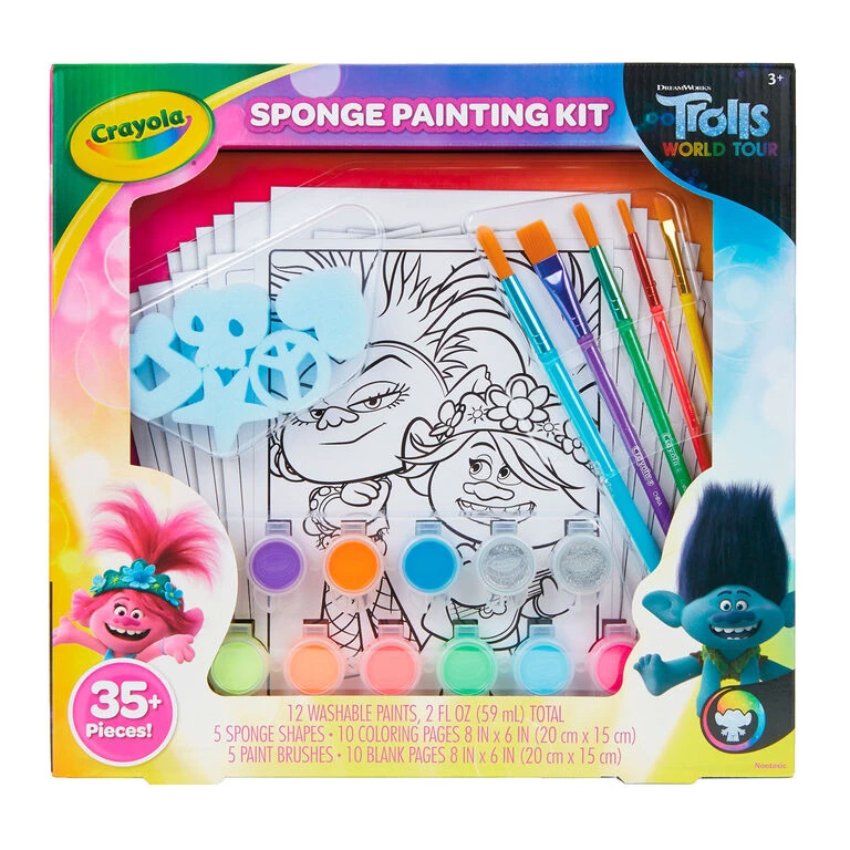 Crayola® Trolls Washable Sponge Painting Kit, 35+ Pieces 1 Crayola® Trolls Washable Sponge Painting Kit, 35+ Pieces