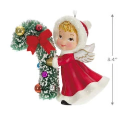 Hallmark Vintage Angel Porcelain Ornament -Hallmark Sales Vintage Angel With Candy Cane Keepsake Ornament 2499QXT4127 03