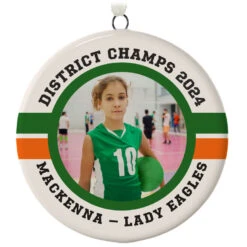 Volleyball Ceramic Circle Personalized Photo Ornament
