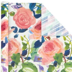 Hallmark Watercolor Tones 3-Pack Reversible Wrapping Paper, 75 Sq. Ft. Total -Hallmark Sales Watercolor Tones 3Pack Reversible Wrapping Paper 5EWR6405 04