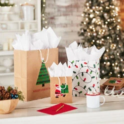 Hallmark Sales -Hallmark Sales White and Kraft Paper Assortment Christmas Gift Bags 5XGB1410 02