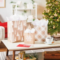 Hallmark Sales -Hallmark Sales White on Kraft Paper Assortment Christmas Gift Bags 5XGB1417 02