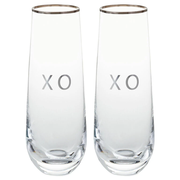 Hallmark XO Stemless Champagne Flutes, Set Of 2 1 Hallmark XO Stemless Champagne Flutes, Set Of 2